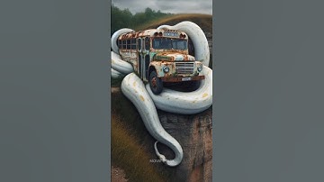 Rare discovery of python circling a bus in the Amazon forest #python #jungle #rare #bus #truck