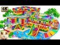 ASMR Video | How To Build Safest Villa House Has Colorful Water Slide From Rooftop