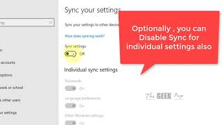 disable sync settings in windows pc