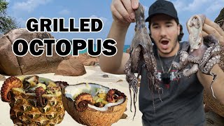 Cooking TROPICAL OCTOPUS in the WOODS... Would you eat it? (ASMR)