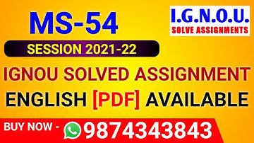 MS-54 Solved Assignment 2021-22 in English, MS 54 Solved Assignment 2022, MS-54 Assignment