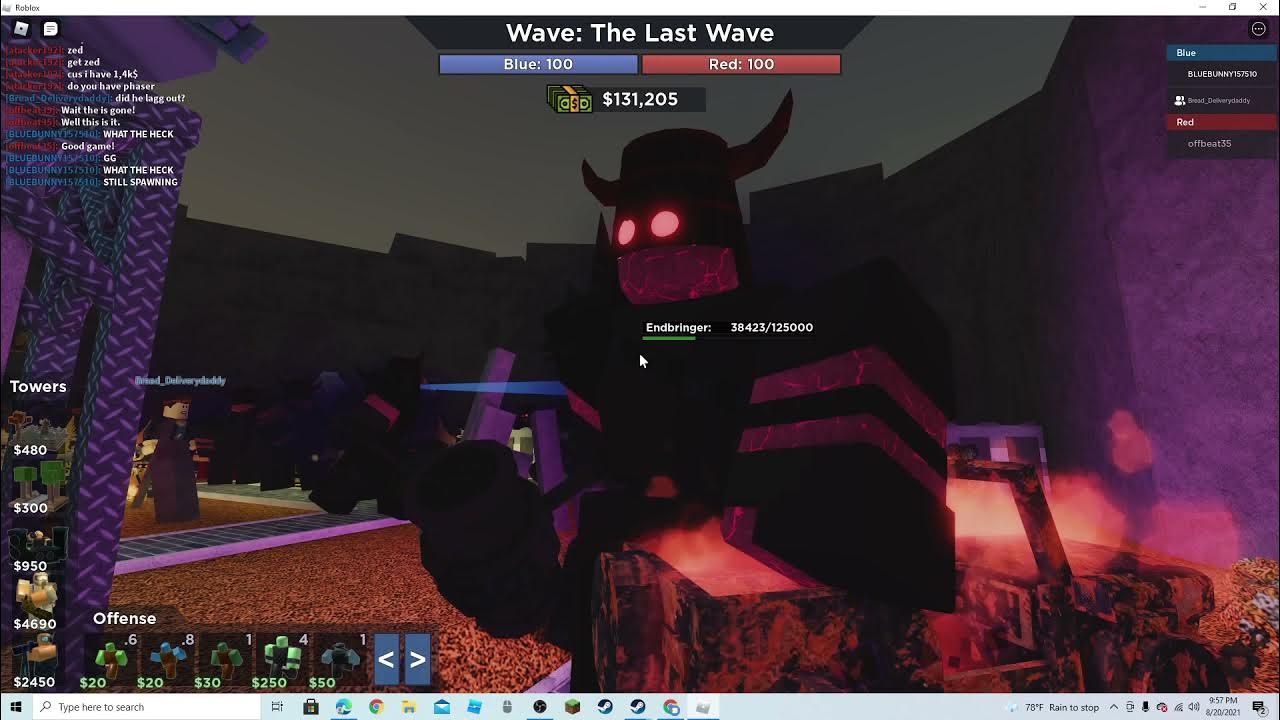Finding endbringer in tower battles roblox (tower battles gameplay