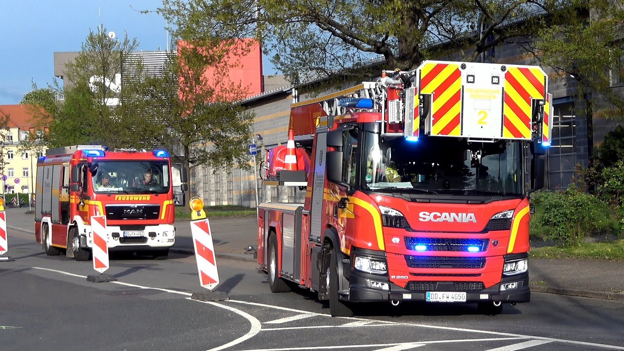 [Neue DLA(K) 23-12] Löschzug der BF Dresden der FRW 2 Dresden-Übigau auf Einsatzfahrt 🚒 🚨