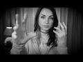 Asmr hand movements  soft whispers to soothe you black and white