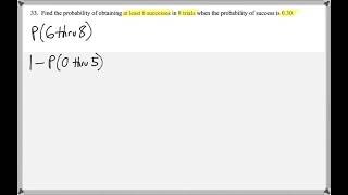 Math 208 : 4.3 #33 (Elementary Statistics Tutorial : Binomial Distributions - binompdf & binomcdf)