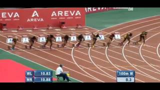 Shelly ann Fraser Pryce Clips Blessing Okagbare 10.91 - Paris - Meeting Areva Diamond League 2013