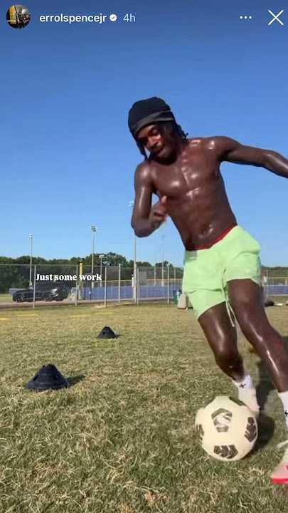 Errol “The Truth” Spence Jr. causally showing off lean physique and playing soccer!
