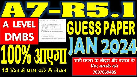 A Level (A7-R5.1)Guess Paper January 2024 Exam | A level guess paper A7-R5 CSA Guess question