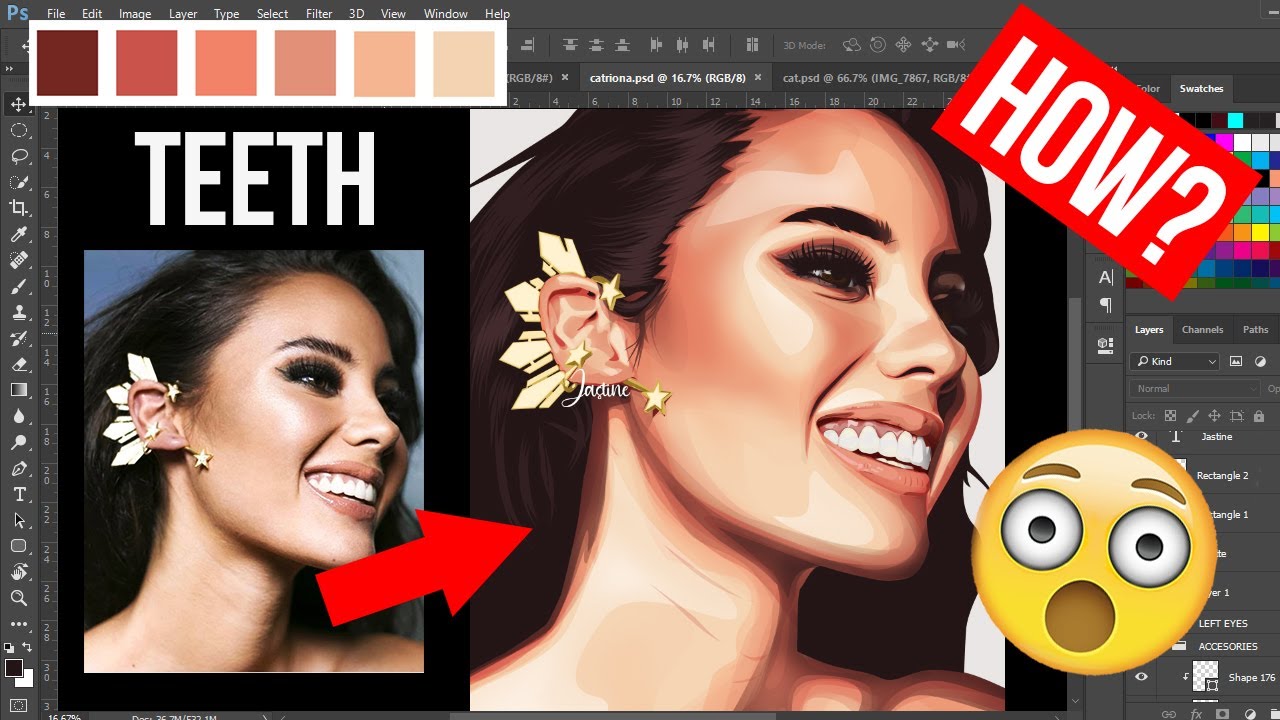 VEXEL ART TEETH TUTORIAL | LIPS TUTORIAL | GUMS TUTORIAL Photoshop