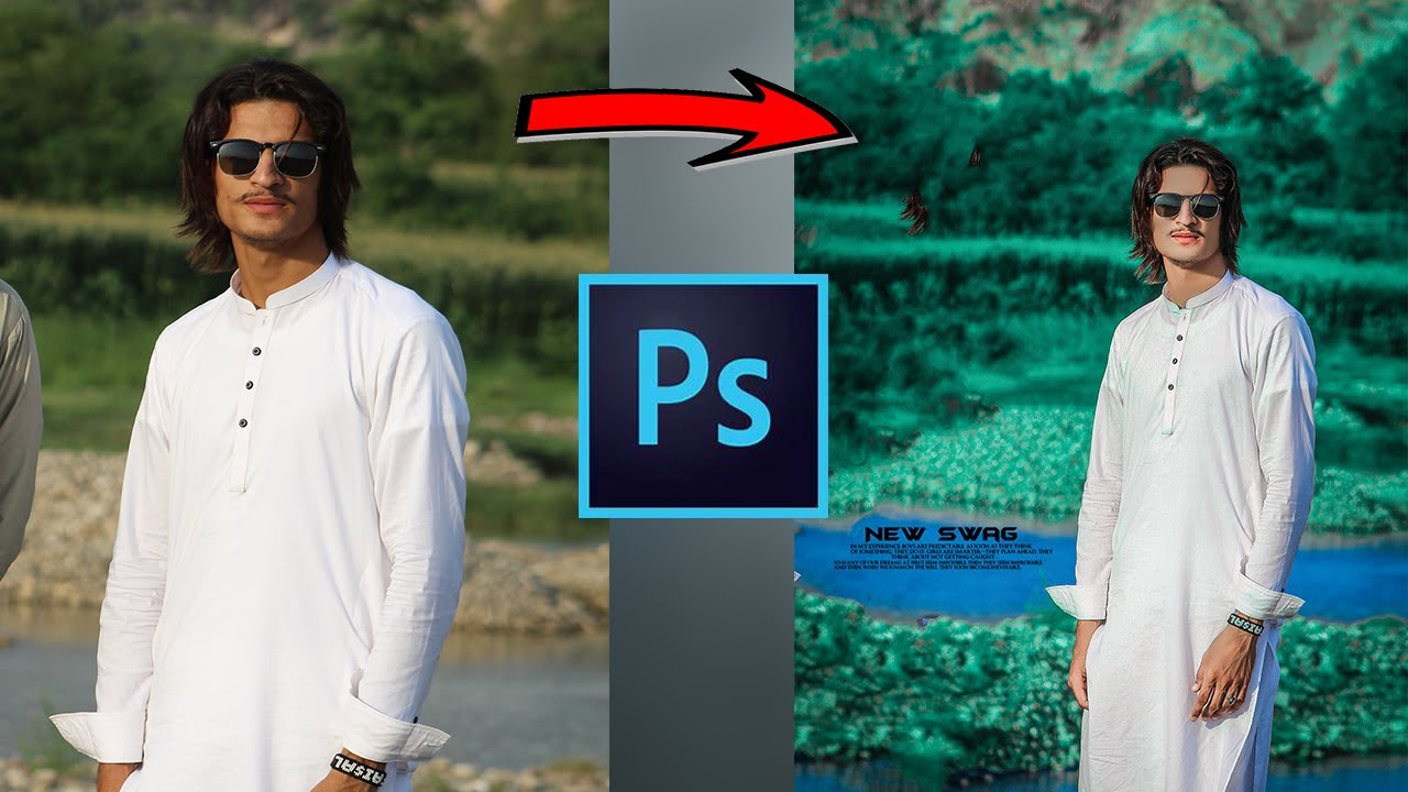 Cyan Blue Leaf Color Grading Effect Photoshop Tutorial 2022