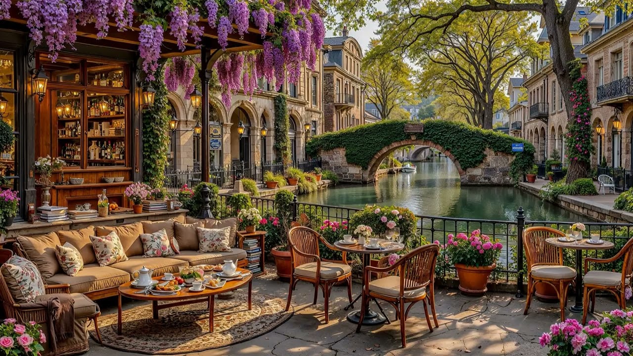 Coffee Shop Jazz ☕ Cozy Garden Spring Café Ambience | Relaxing Jazz for Study & Work