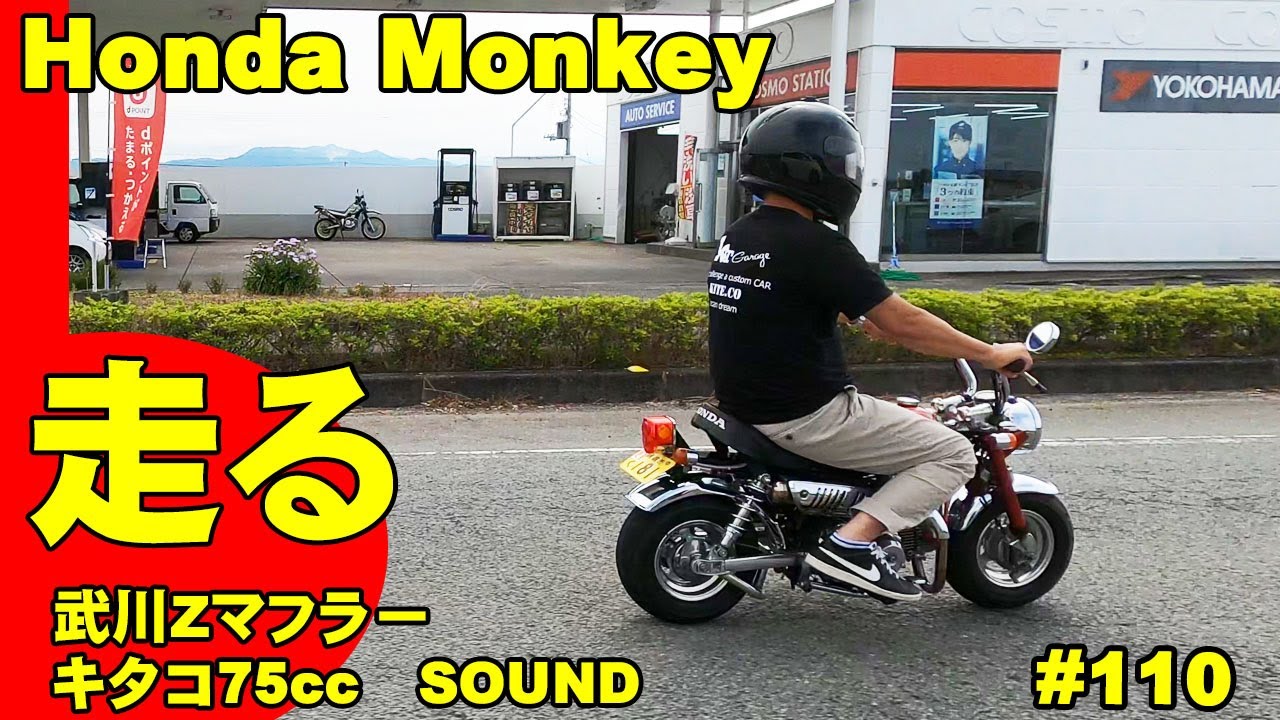 旧車】ちっちゃく可愛いモンキー HONDA Monkey 走行動画キタコ75cc