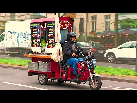 Видео: Турецкие сэндвичи-гриль на мопеде | Уличная еда в Берлине, Германия | Кёфте и Сучук