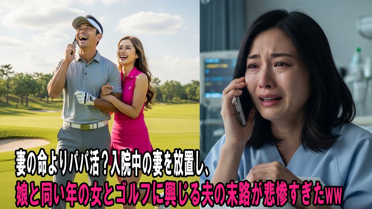 妻の命よりパパ活？入院中の妻を放置し、娘と同い年の女とゴルフに興じる夫の末路が悲惨すぎたww