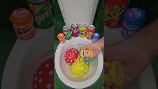 Experiment  Rainbow Water Balloons, Coca Cola, Fanta, Sprite and Mentos In Toilet shorts