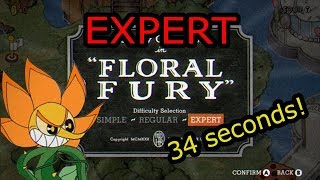 Cuphead Expert Speedrun - Floral Fury (0:34)