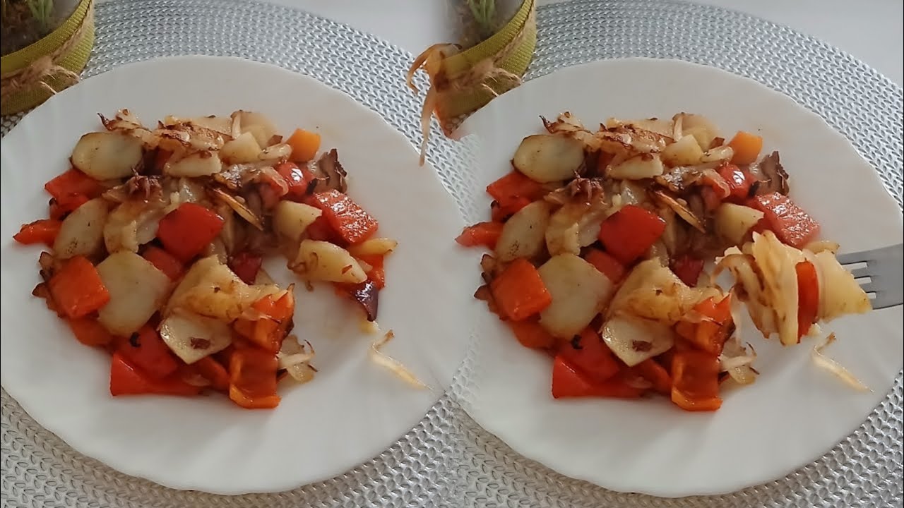 اخيرا بالبطاطس والبصل الفلفل وجبة غذاء او عشاء  خفيفة سهلة فالتحضير ضروري تجربوها مقبلات بسيطة رائعة