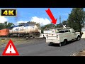 Amtrak Train HITS TRUCK at Railroad Crossing!⚠️🚨