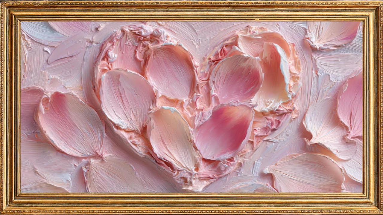 Valentine’s Day Love Heart 💕 Soft Pink Oil Painting | Free TV Screensaver