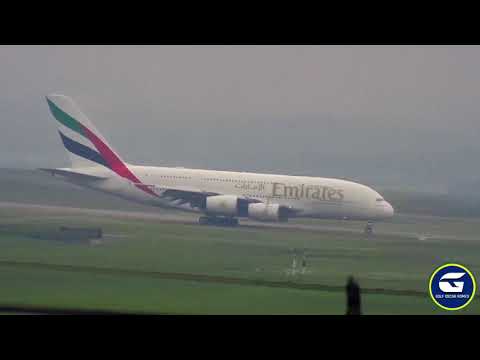Pouso do Airbus A380 da Emirates no Aeroporto de Guarulhos (SBGR)