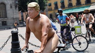 Meksikada Bisikletçi Hakları Için Çıplak Protesto