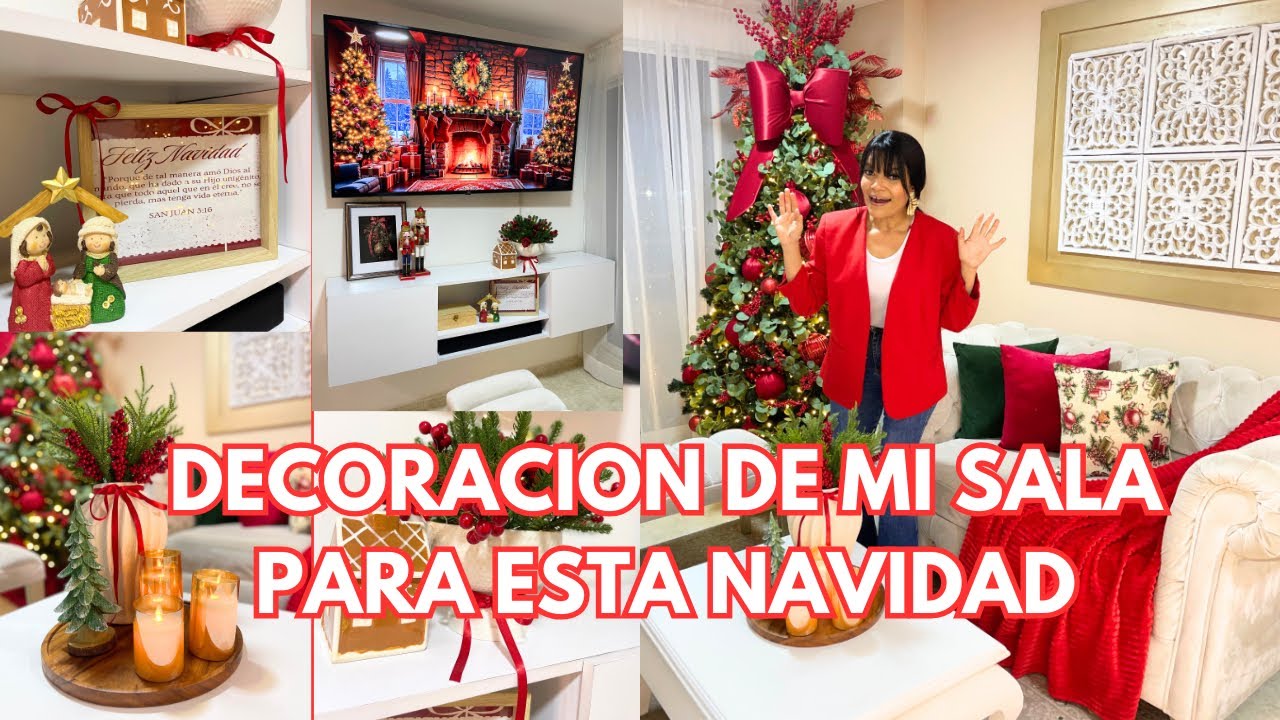 COMO DECORAR UNA SALA PEQUEÑA PARA EST6A NAVIDAD #navidad #centrodemesa 🎄