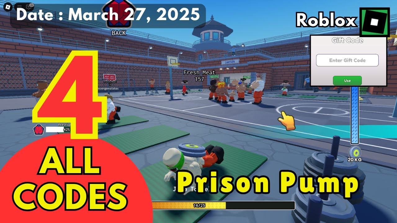 ALL Codes Work Prison Pump Roblox, March 27, 2025 - YouTube
