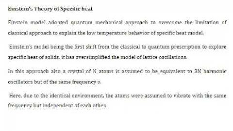 Einstein theory of specific heat capacity