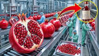 Proceso De Producción De Jugo De Granada Prensado En Frío En Una Mega Fábrica | fabricación