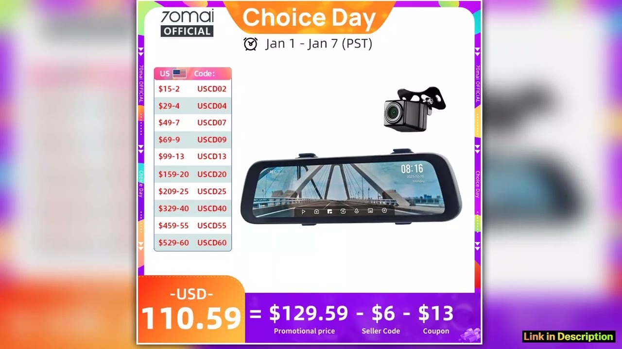 935 Inch Full Screen 70mai Rearview Dash Cam S500 1944P Auto Cam 138FOV 70mai S500 Mirror Car Recor