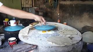 Mexican ranch kitchen preparing huevos and tortillas