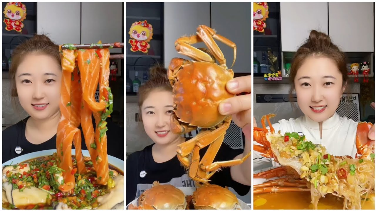 Seafood #2  challenge Eating Seafood, Shrim، Crap, Squid 😋😋{ Asmar} #oyster #salmon #shrim #lopster