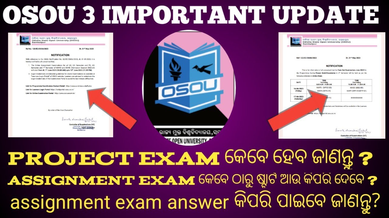 osou new important update/ project exam /assignment exam/tee exam tips complete information