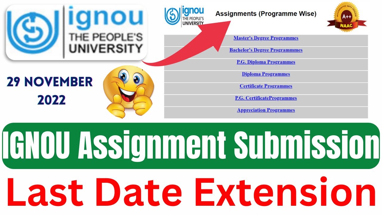 ignou assignment submission last date for december 2022 exam