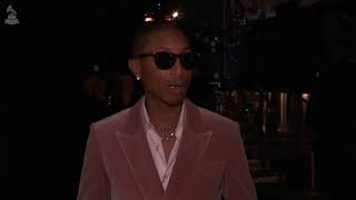 PHARRELL WILLIAMS Backstage At The 2026 GRAMMYs Profile