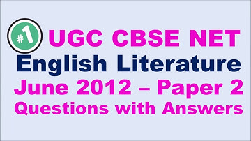 English Literature UGC NET June 2012 English Paper 2 Solved