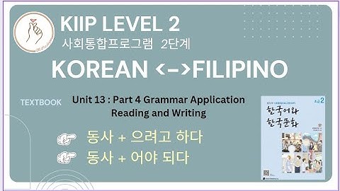 KIIP LEVEL 2:  Unit 13 읽기와 쓰기 Reading and Writing Application