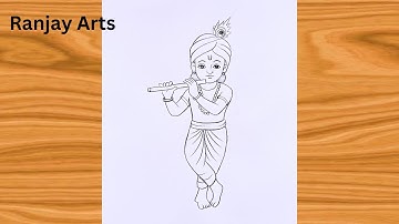 Shree Krishna Drawing For Beginners | How to Draw Krishna Easy | Chitra