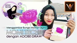 Momi Techie Menggambar dengan Aplikasi digital Adobe Draw Bunga Mawar screenshot 1