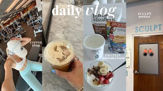 VLOG: protein pancake bowl recipe, coffee shop work day, + new pilates class!