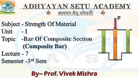 Stresses On Composite Member (Bar) (SOM, Lecture-7, Unit-1) #CivilEngineering #AdhyayanSetuAcademy