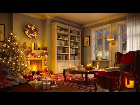 Instrumental Christmas Music with Crackling Fireplace | Christmas Ambience