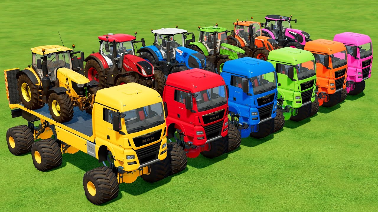 TRANSPORTING TRACTORS, DIGGERS & EXCAVATORS WITH BIG TRUCKS! Farming