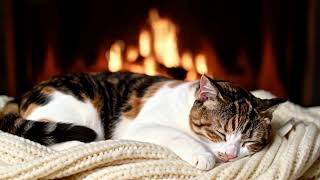 Peaceful Cat Sleep Music 432Hz 😻 Cozy Fireplace Ambience For Deep Healing And Serenity