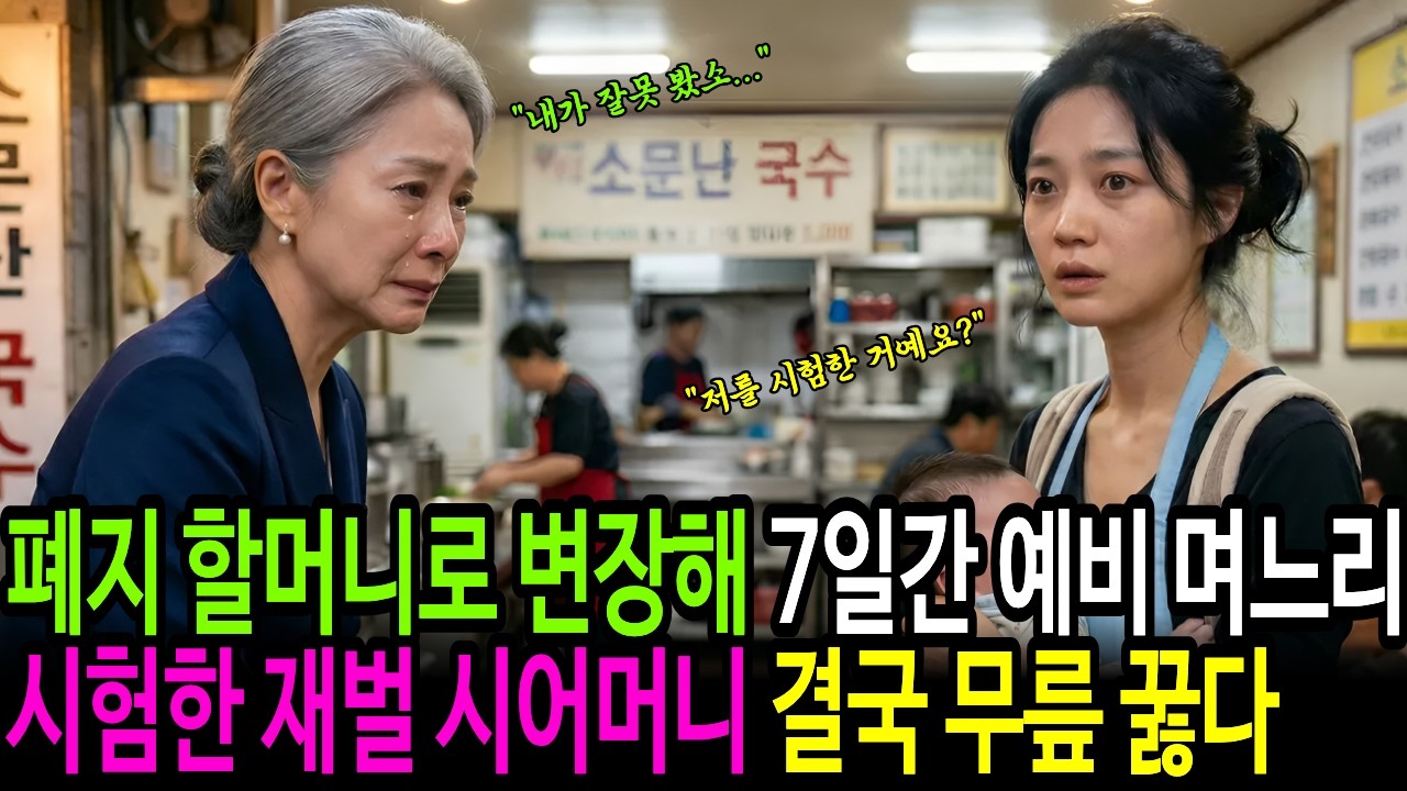 폐지 할머니로 변장해 예비 며느리를 7일간 몰래 지켜본 재벌 시어머니, 결국 그 앞에 무릎을 꿇었습니다