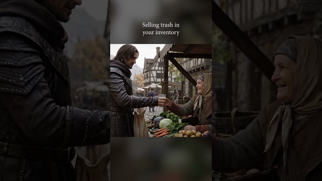 Emptying bags to random NPCs after a long journey