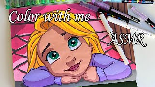 Color with me | ASMR | Little Rapunzel🌺 | Disney mystery coloring book