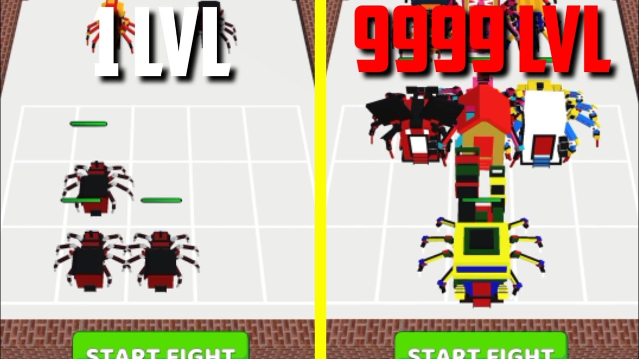 MAX LEVEL in Spider Train Craft Merge Gameplay