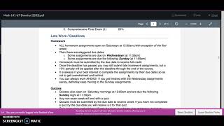 Math 141 - 12 Week Syllabus (Part 1)
