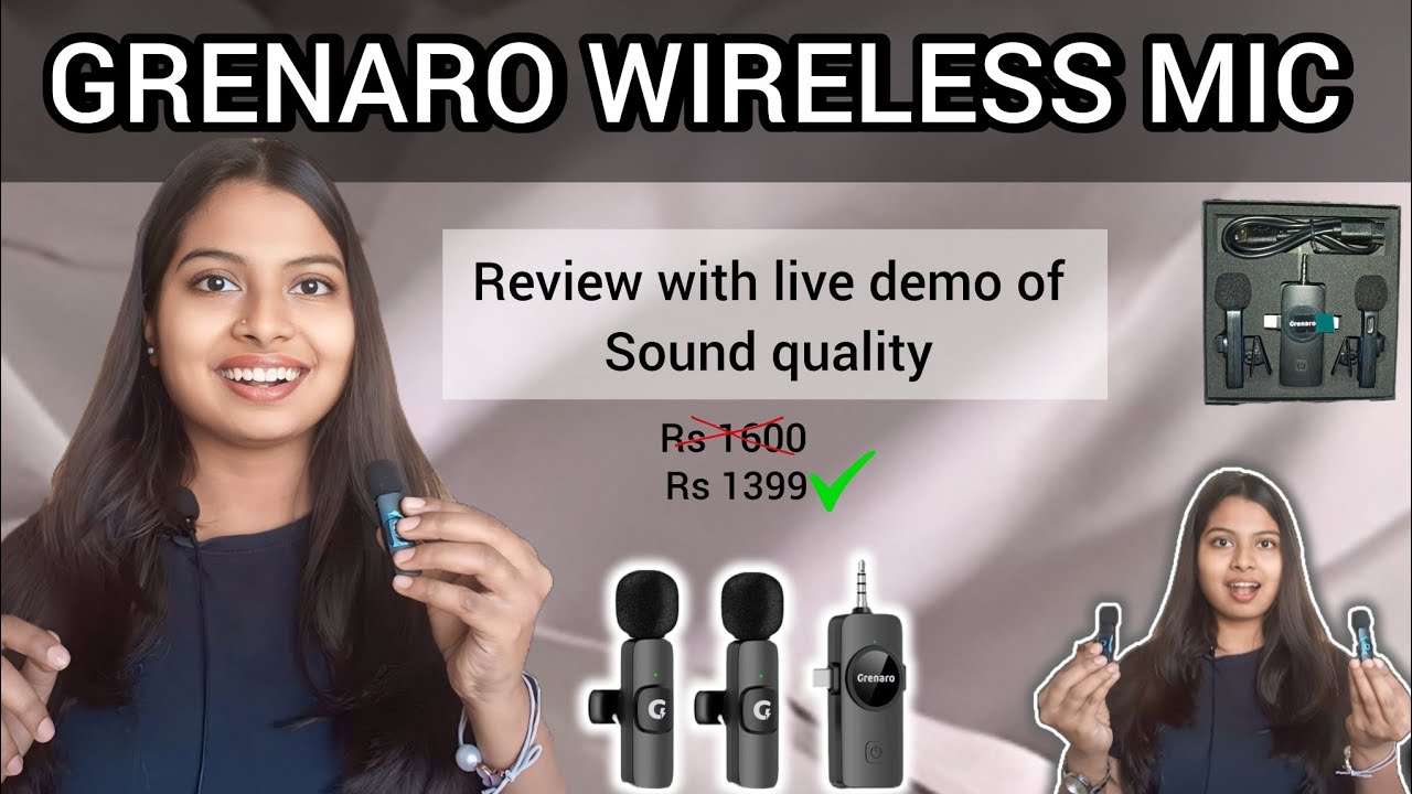 GRENARO wireless mic 🎤** LIVE DEMO of sound quality** detailed information// 12 hrs battery